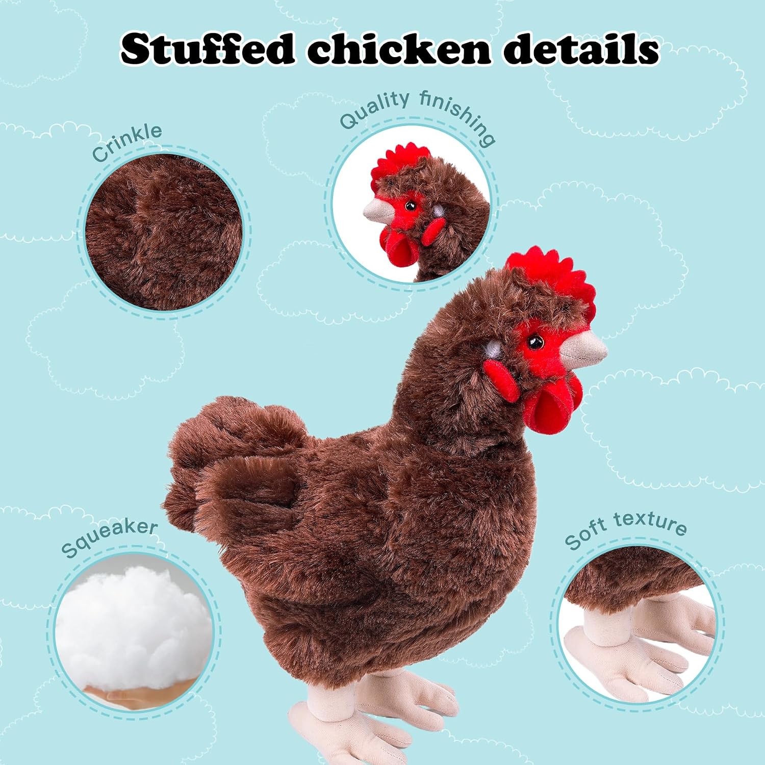Detalle 2 de lilizzhoumax Chicken Plush Toy 10-inch cuddly hen