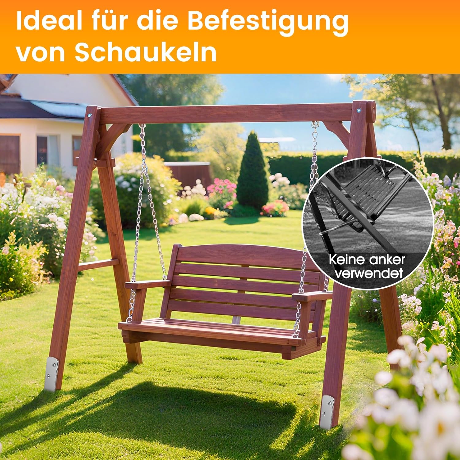 Thumbnail 3 de SCHINTILLO 4er-Pack Erdanker für Schaukel & Spielgeräte – feuerverzinkt, zum Einschlagen