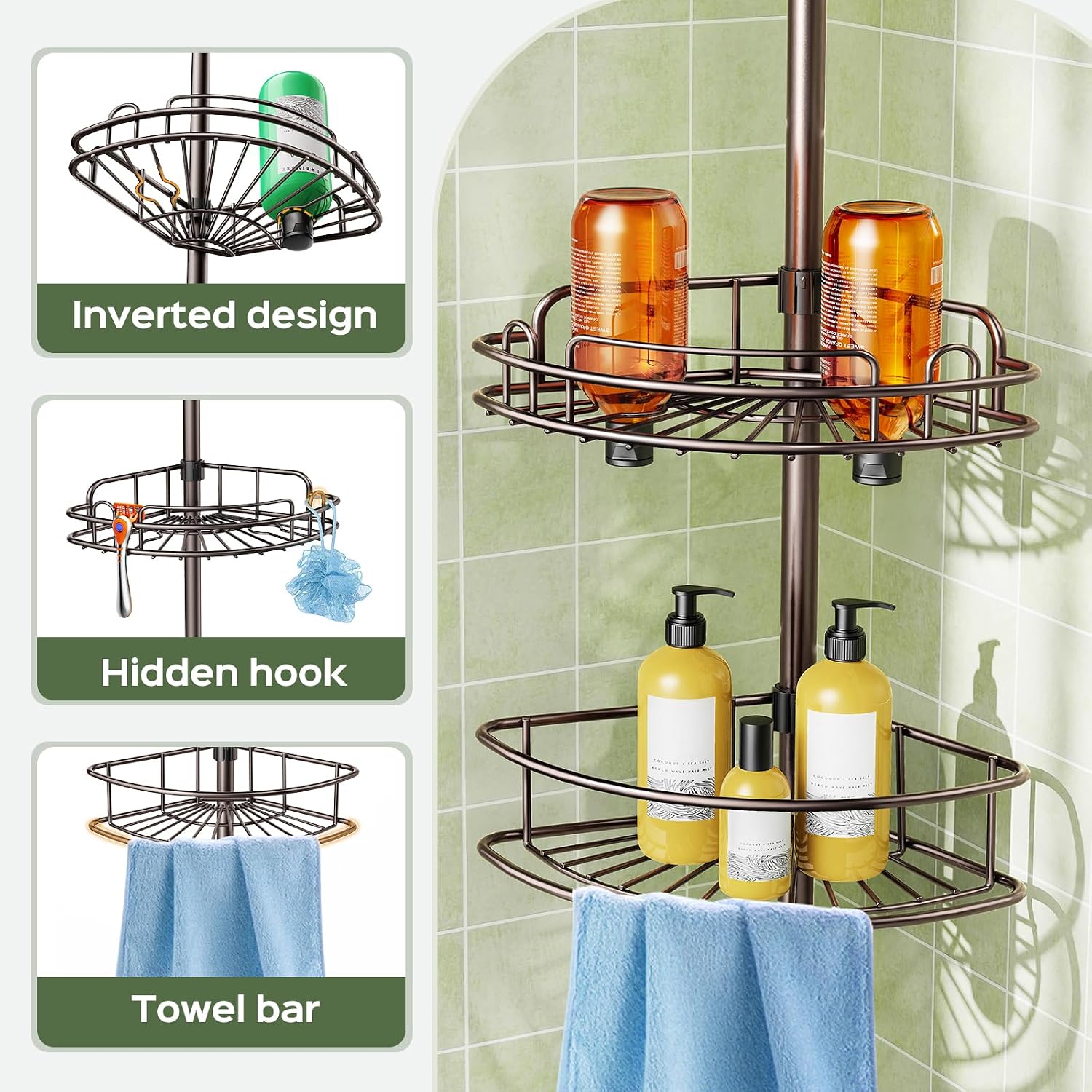 Thumbnail 4 de HAMITOR Corner Shower Caddy 47-121 Inch