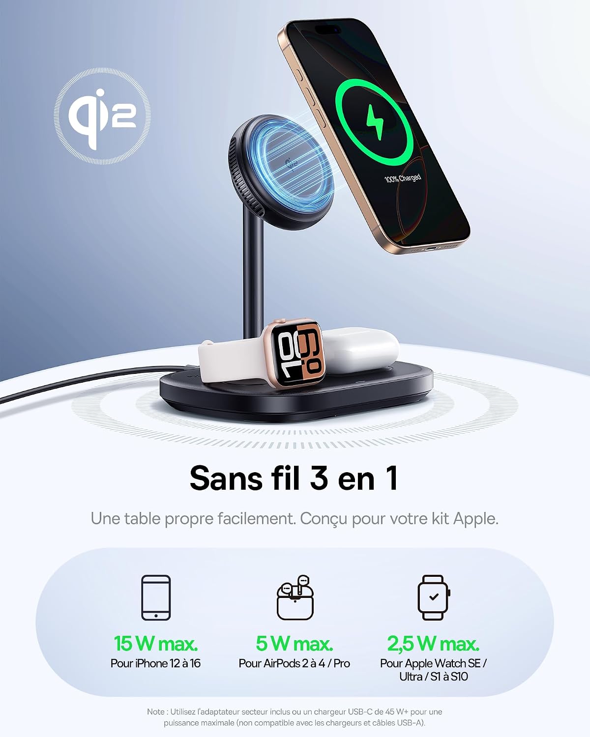 Thumbnail 3 de Baseus EnerFill Chargeur Induction 3-en-1 MagSafe 22,5 W