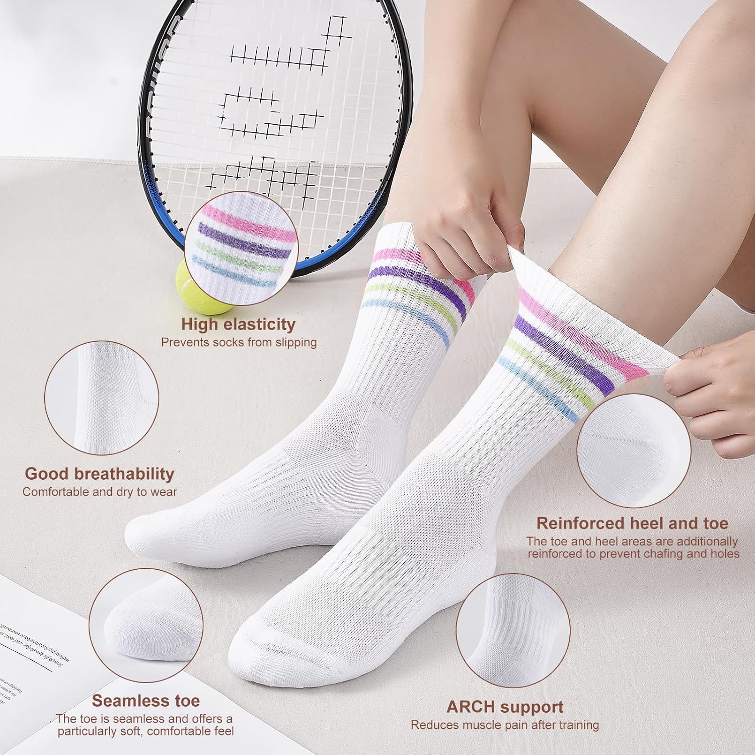 Thumbnail 6 de Niorasen Chaussettes Tennis Femmes 6 paires
