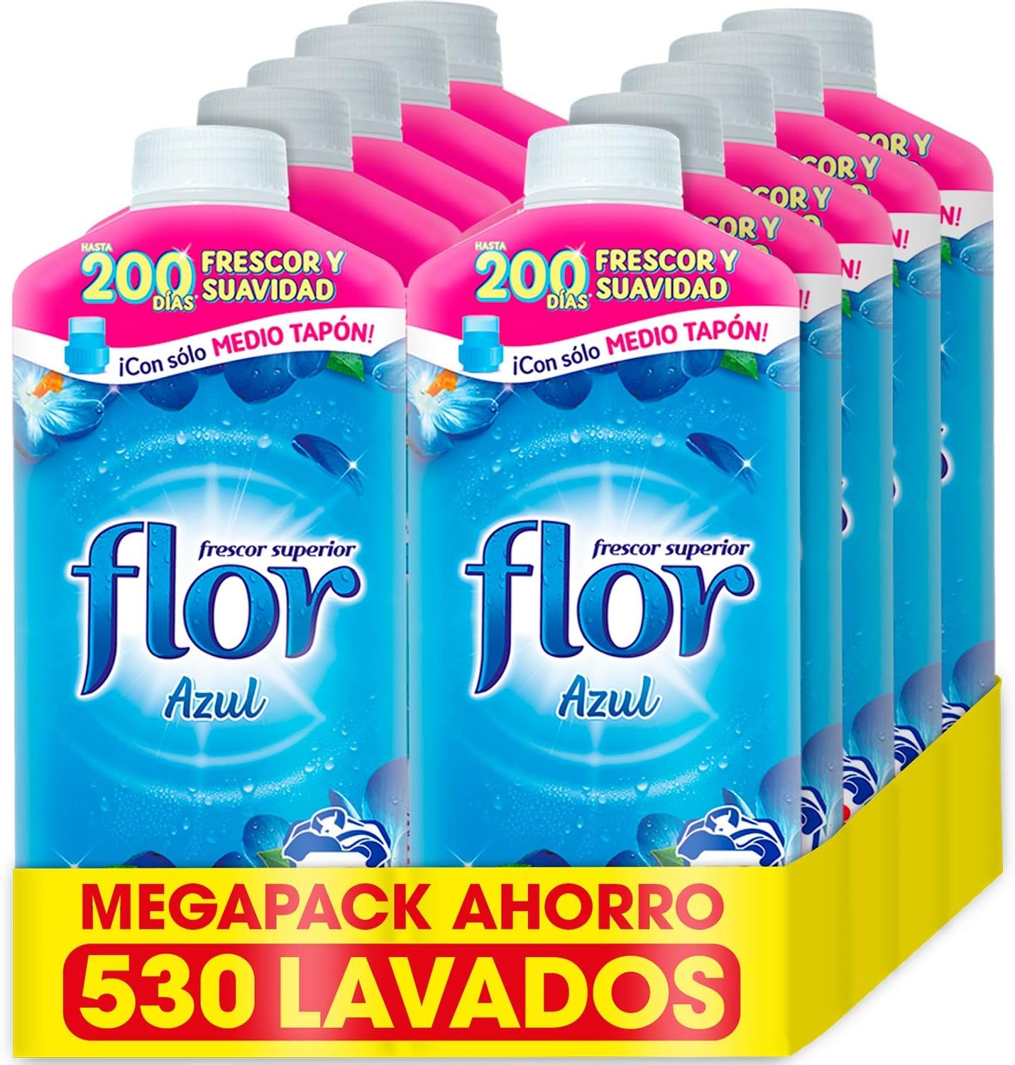 Detalle de Flor 3113402 geconcentreerde wasverzachter met frisse blauwe geur, 10 stuks