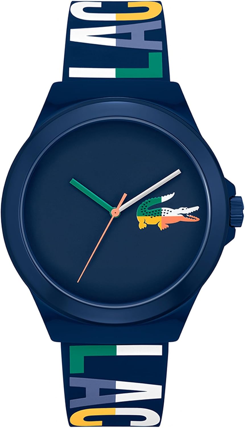 Detalle de Lacoste Montre Analogique à Quartz pour Homme – Collection NEOCROC, bracelet silicone bleu marine (2011184)