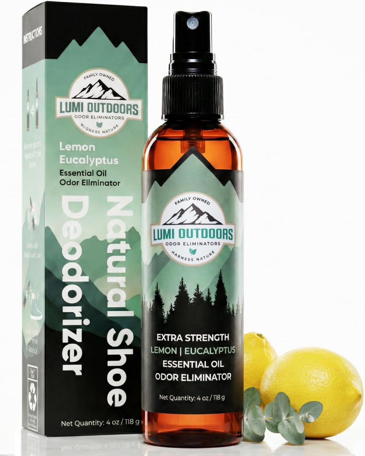 Detalle de Lumi Outdoors FBA_LYSB013TSRYUS-SPRTSEQIP Shoe Deodorizer Spray, 4 oz, Lemon Eucalyptus