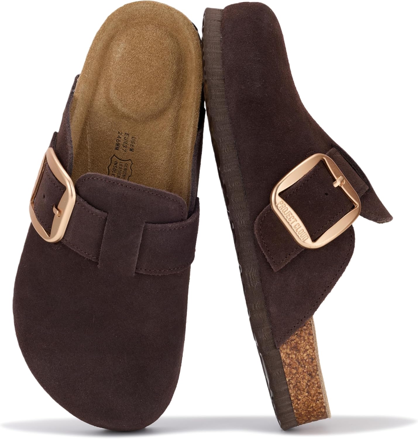 Detalle de Project Cloud Manchester Leather Clogs for Women with Memory Foam and Water-Resistant Upper