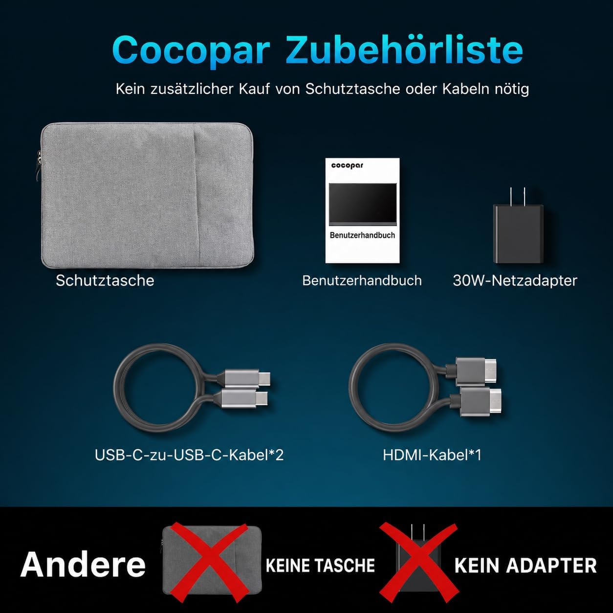 Thumbnail 6 de Cocopar Portable Monitor 16 Zoll 2.5K QHD – flexibler externer Bildschirm mit VESA, USB-C & Lautsprechern