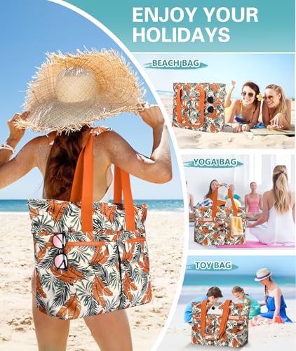 Detalle de ENONEO Bolsa de Playa Mujer Grande XXL: Gran Capacidad, Impermeable y Multifuncional