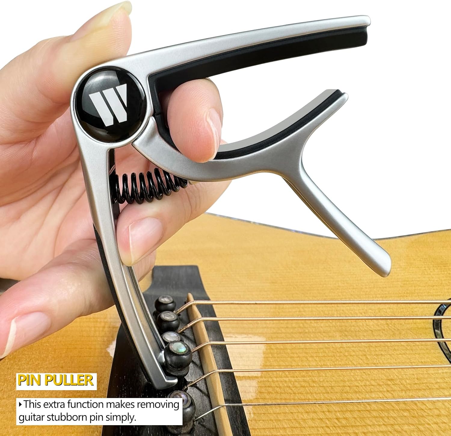 Thumbnail 2 de WiNGO Capo Set for Guitars and More: Silver Capo with 10 Non-slip Picks