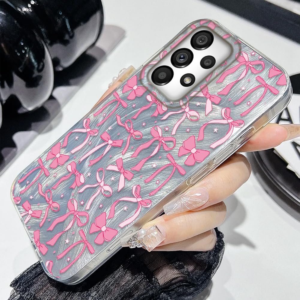 Detalle 2 de Tedyhulle Hülle für Samsung Galaxy A52 5G / A52 4G / A52S 5G – Rosa Cartoon Schleife, Dünn, Stoßfest und Soft TPU