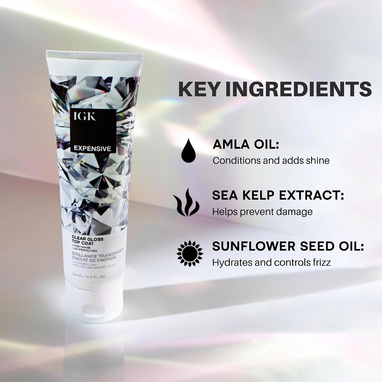 Detalle 2 de IGK EXPENSIVE Clear Hair Gloss Treatment 4.2oz