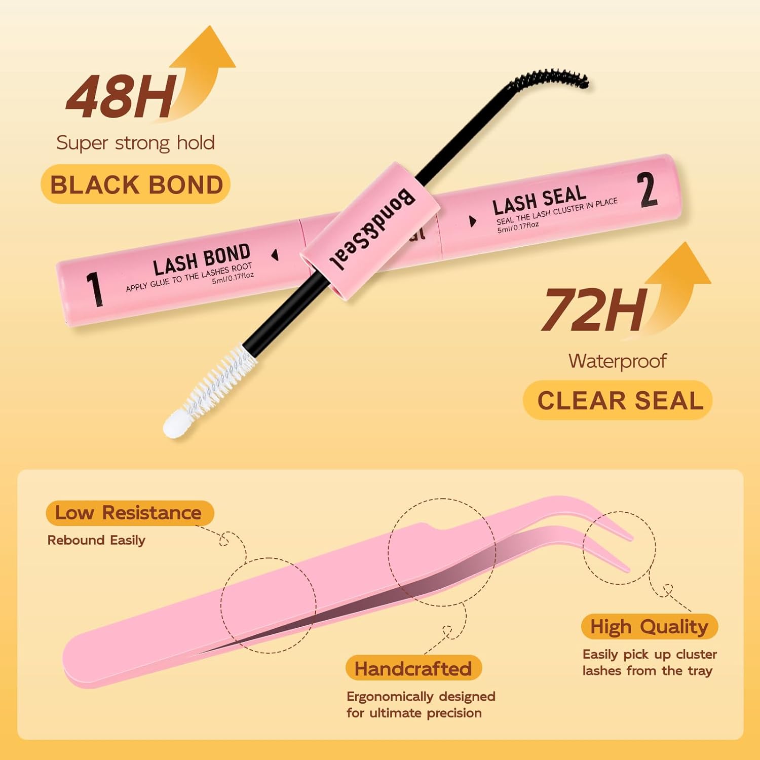 Thumbnail 6 de QUEWEL Wimpern-Extensions-Set – Gemischte Lash Clusters (10–18 mm) inkl. Bond, Seal & Pinzette