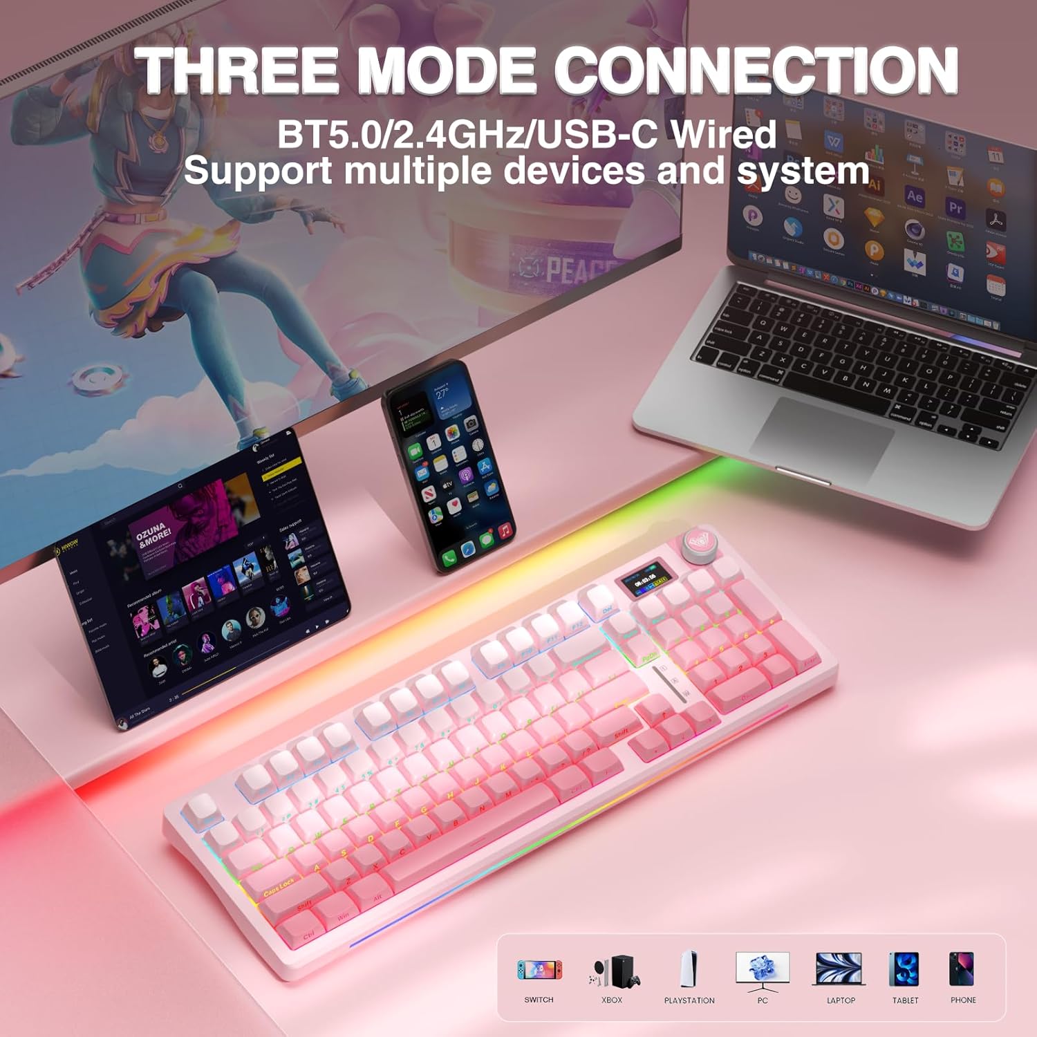 Detalle 2 de AULA S98 Pro wireless mechanical keyboard 2.4 GHz ⌨