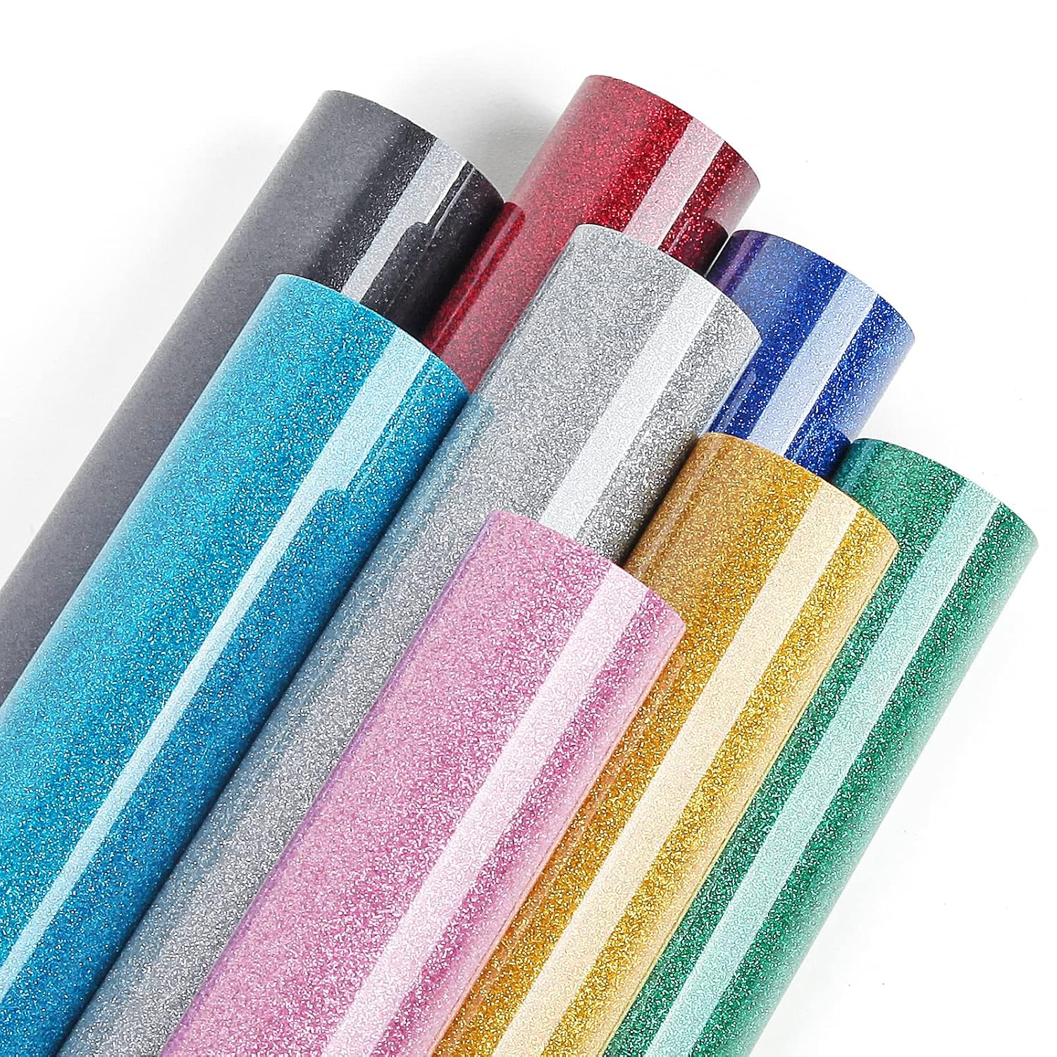 Detalle de Lya Vinyl Glitter Heat Transfer Vinyl for Cricut – Muticolor 8 Pack (glitter HTV)