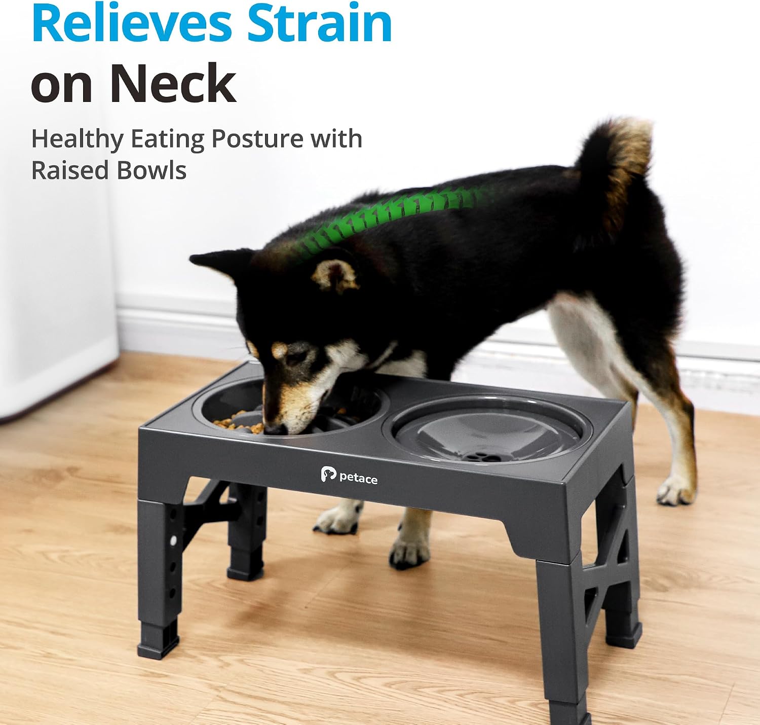 Thumbnail 4 de Petace Elevated Dog Bowls for Large Dogs – Raised Feeder Stand with 2 Slow Feeder Bowls, 5 Adjustable Heights