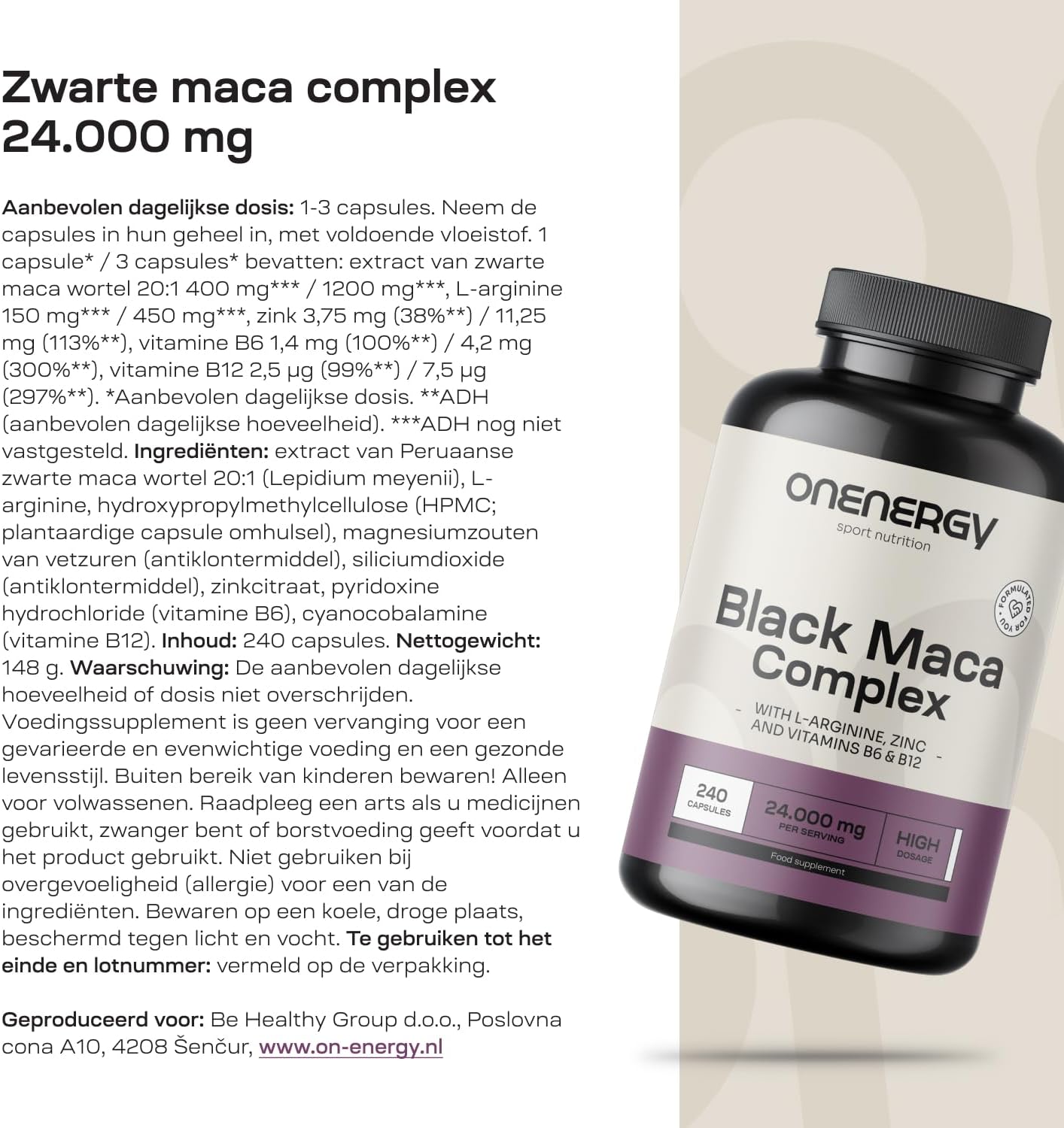 Thumbnail 5 de ONENERGY Zwarte Maca Complex, 240 capsules met extract 20:1