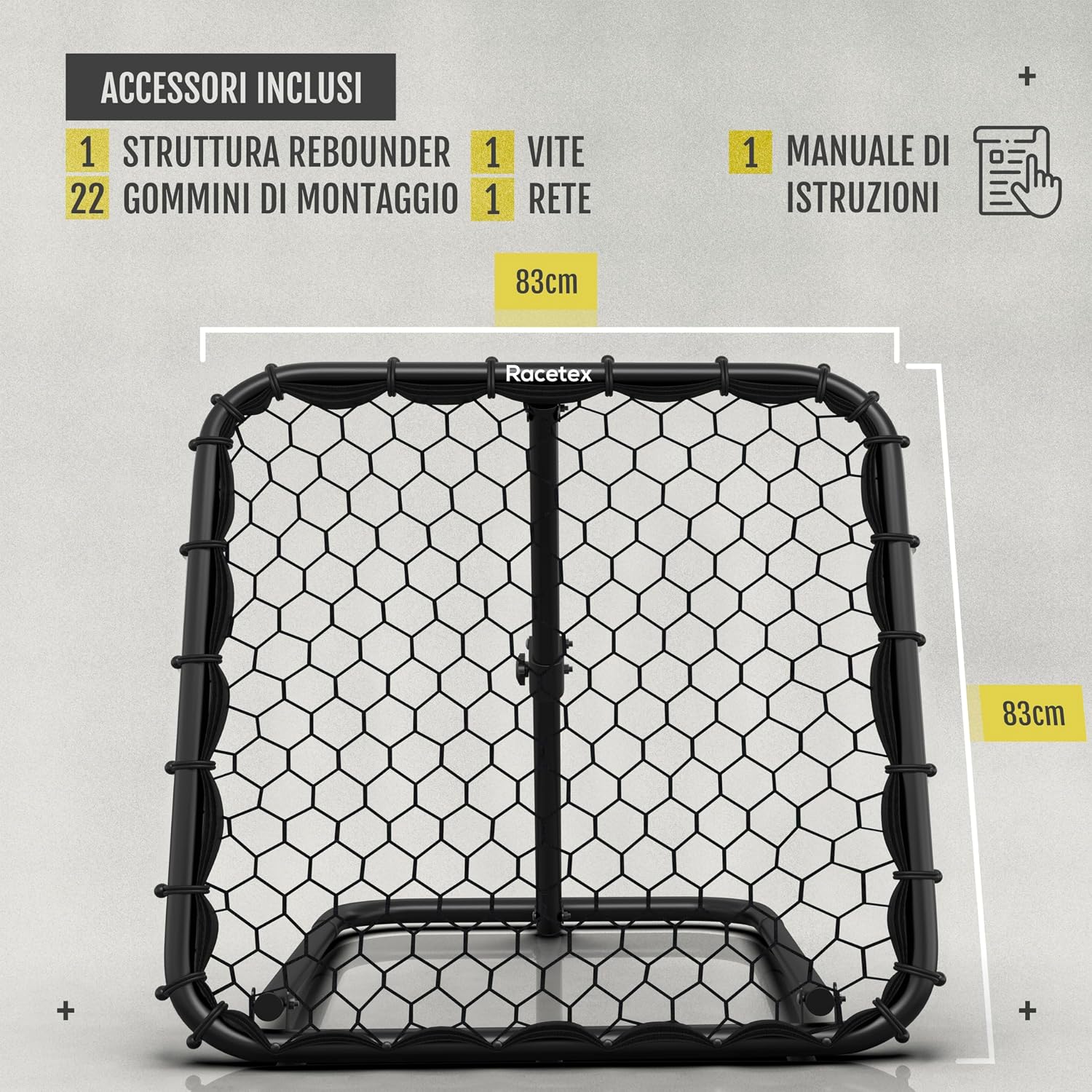 Thumbnail 1 de Racetex Rimbalzo per calcio per bambini regolabile senza livello – rebounder con rete per allenare tiri, passaggi e ricezioni