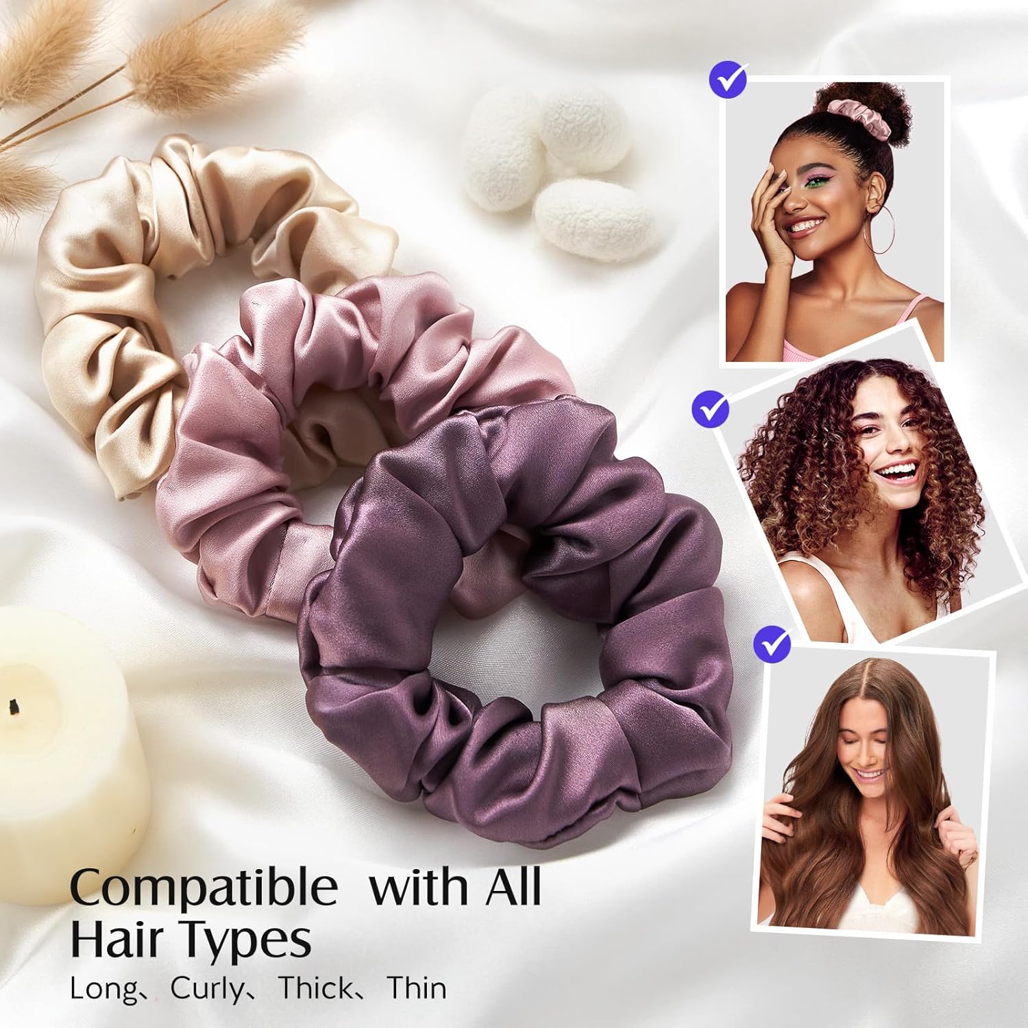 Detalle 1 de Umisleep Silk scrunchies 22 Momme