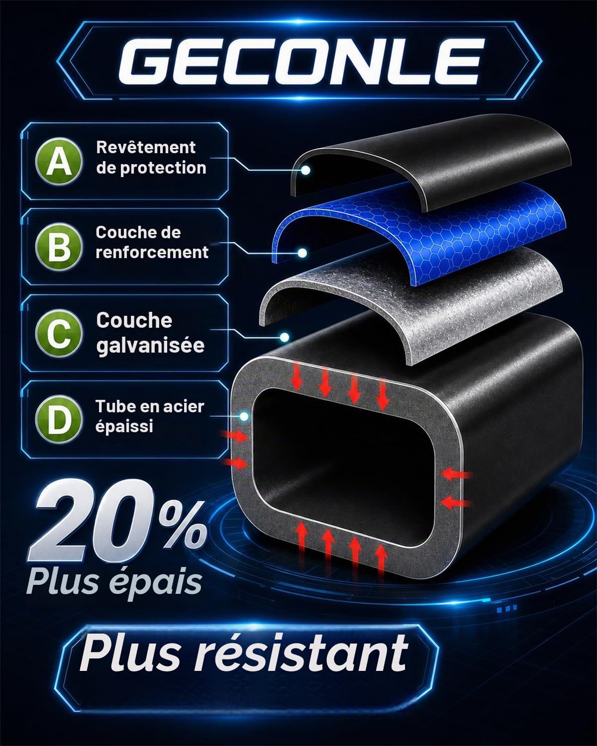 Detalle 2 de GECONLE Opvouwbare bolderkar van 160 l, tot 100 kg, met draaibare wielen
