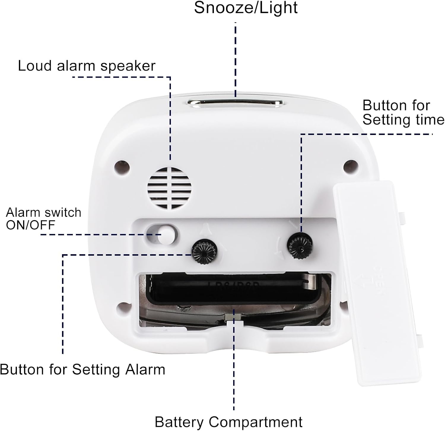 Thumbnail 4 de Ayybboo Alarm Clock Bedside: Silent Analogue Travel Alarm with Night Light and Snooze (Green)