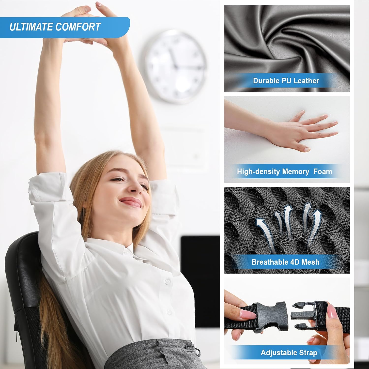 Thumbnail 4 de Lofty Aim Lumbar Support Pillow for Car with Memory Foam and Adjustable Straps
