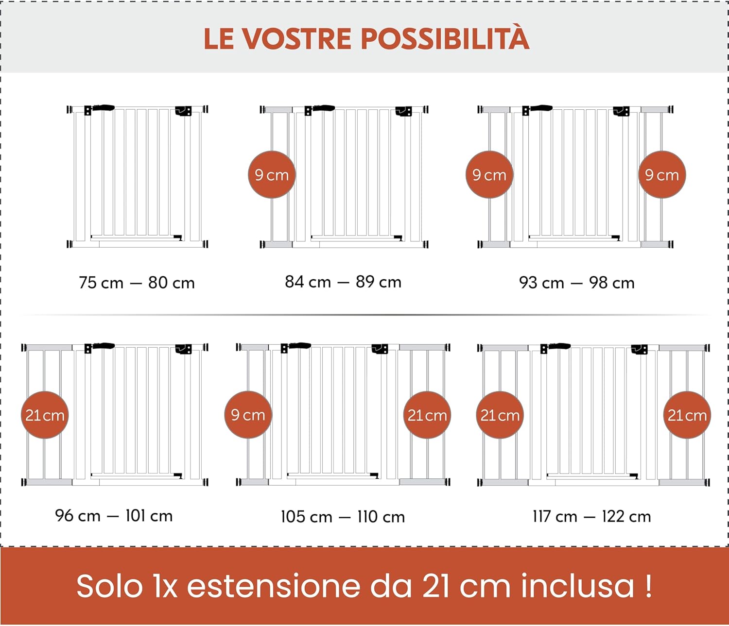 Detalle de hauck Open N Stop 2 + Estensione da 21 cm – Cancelletto interno regolabile 96–101 cm, Grigio Scuro