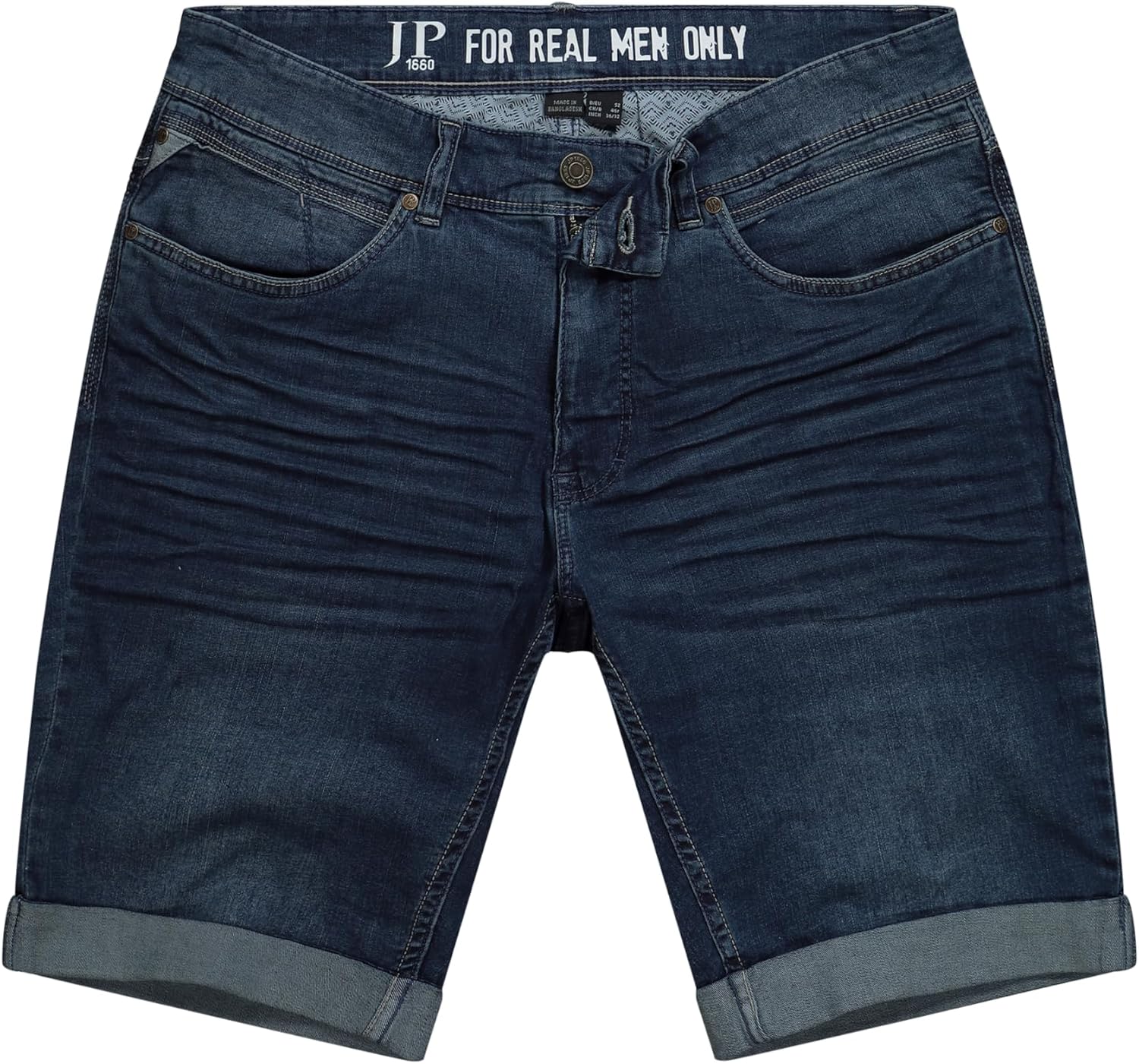 Detalle de JP 1880 Light Weight Denim Bermuda pour homme – Denim bleu foncé, coupe régulière
