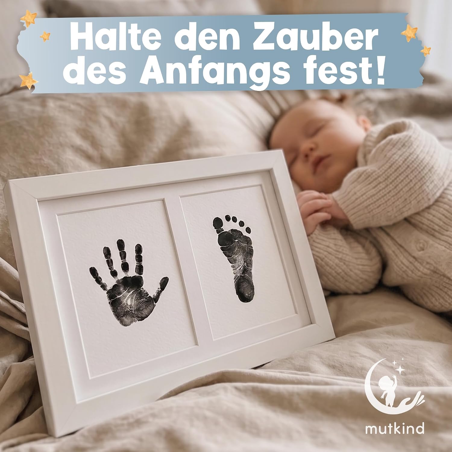 Thumbnail 2 de Mutkind® Baby Abdruckset – Hand- und Fußabdrucke für 0–12 Monate (4x Stempelkissen, 6x Abdruckkarten) – Geschenk zur Geburt