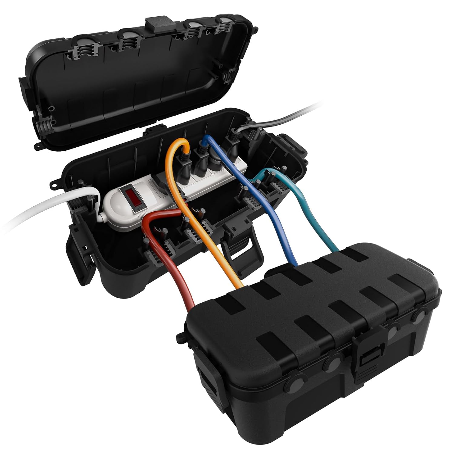 Detalle de Flemoon 7005-BK-2PK Outdoor Electrical Box, 2-Pack, 6 Cable Ports