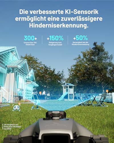 Detalle 2 de Mammotion YUKA mini 2 500 – autonomer Mähroboter ohne Begrenzungskabel mit Dreifach-Kamera und DropMow