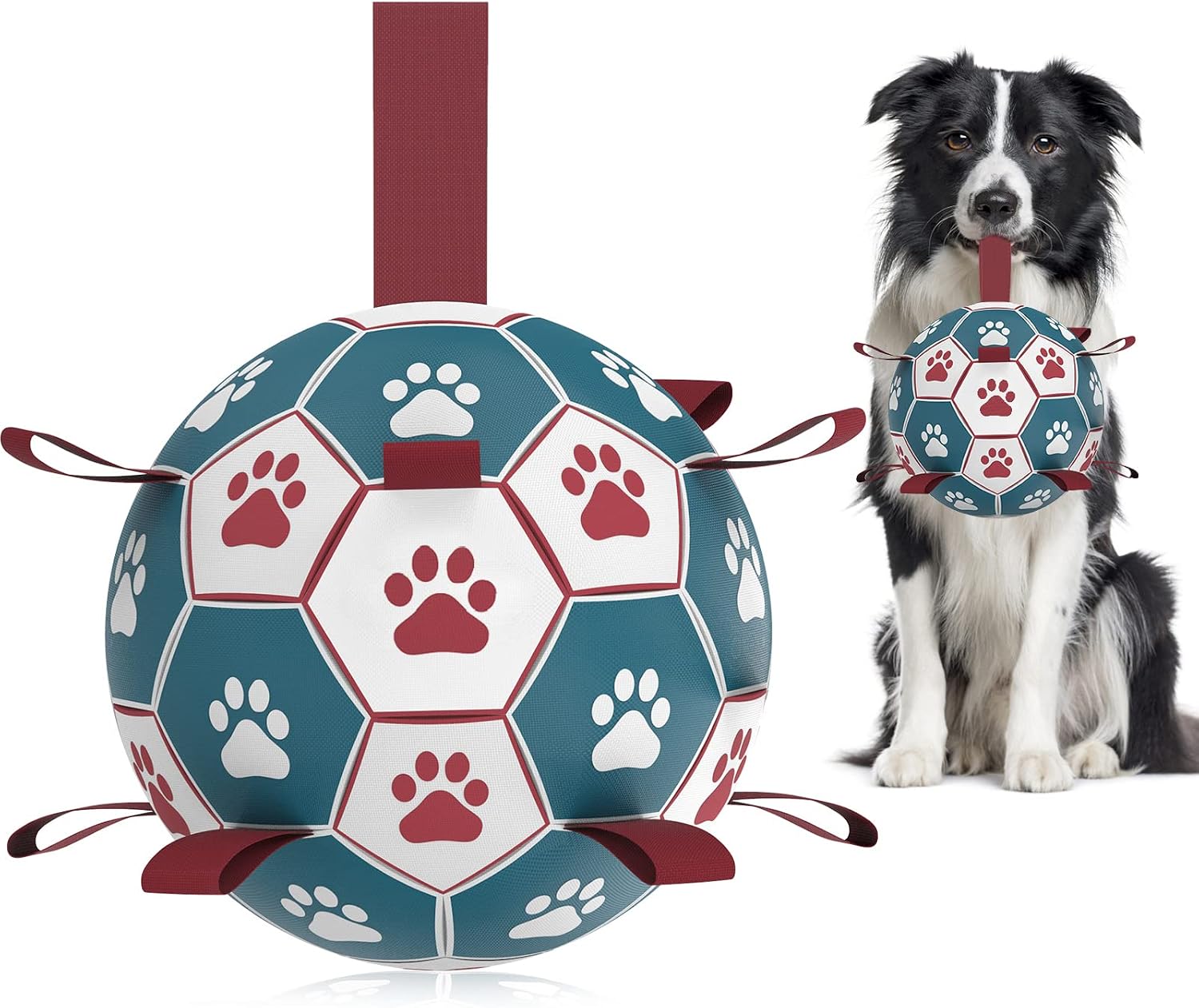 Detalle de HETOO Dog Soccer Ball — Interactive Tug, Fetch and Water Toy for Small & Medium Dogs