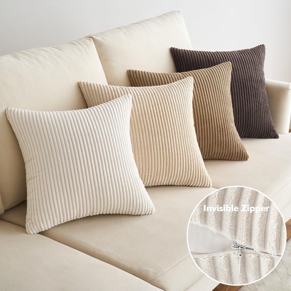 Thumbnail 3 de EMEMA Kissenbezug 40x40 cm Kordsamt Braun 4er Set