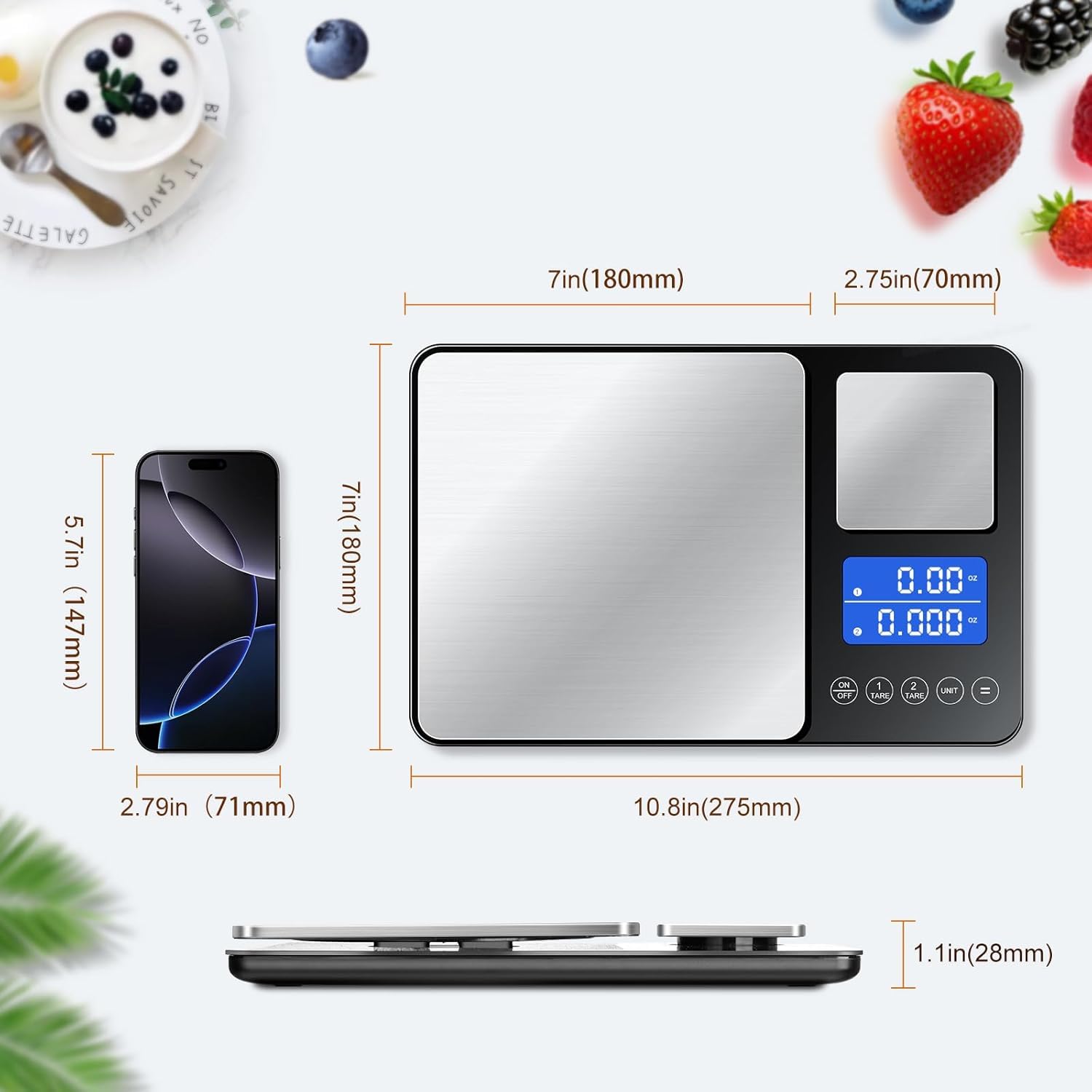 Thumbnail 5 de Küchenwaage Digital mit Zwei Plattformen – 15 kg/1 g und 500 g/0,01 g Feinwaage