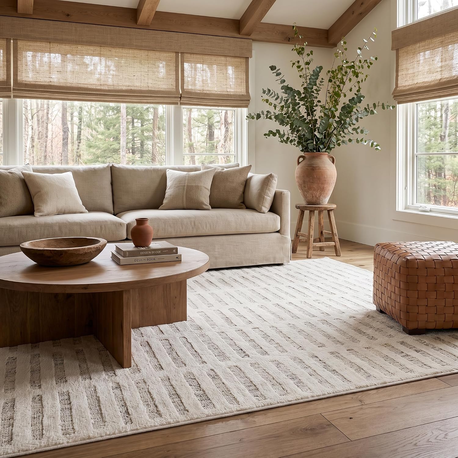 Detalle de Rug Branch Astra Aino Striped Area Rug, 8' x 11', Beige & Cream