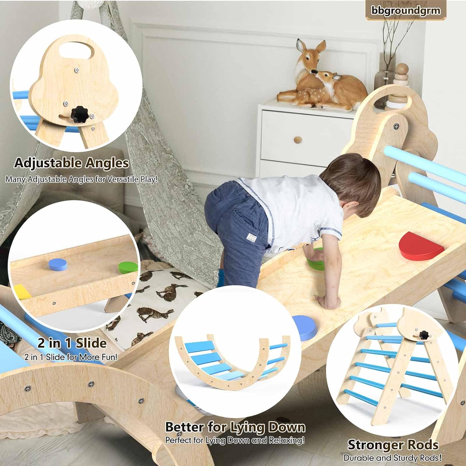 Detalle de bbgroundgrm Wooden Indoor Climbing Toy