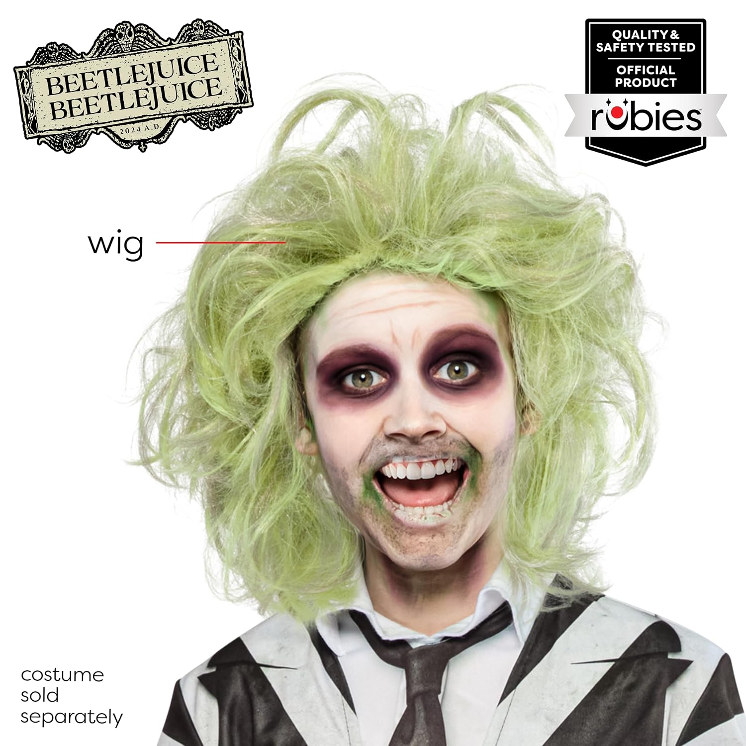 Detalle de Rubies 2000912 Beetlejuice 2 Kids' Costume Wig, One Size