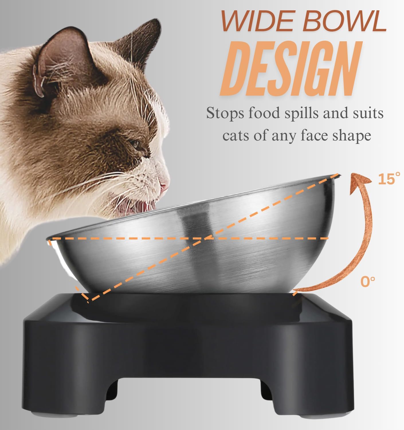 Thumbnail 2 de H&A PETCARE Raised Cat Bowl with Stand – 0° and 15° Tilted Dual Bowls Set