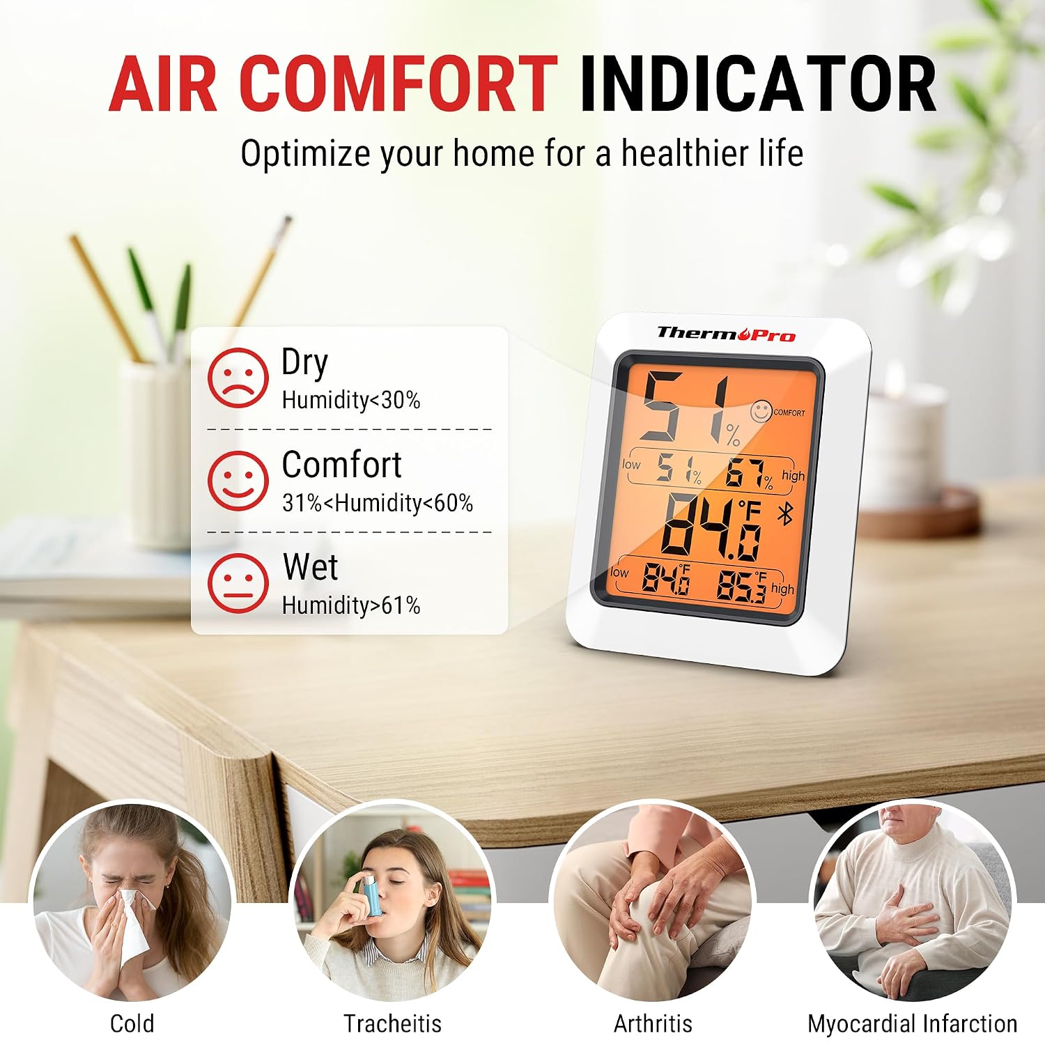 Thumbnail 4 de ThermoPro TP350 Bluetooth room thermometer with 2‑year log 🌡
