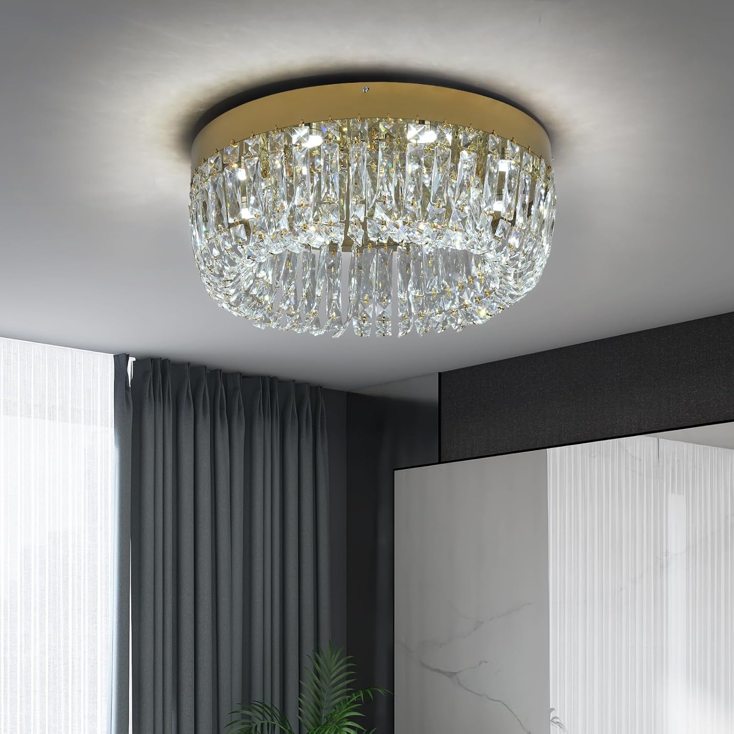 Thumbnail 5 de Deckrico Luxus Kristall Deckenlampe Gold 50 cm – moderner LED-Kronleuchter mit 3 Farbtemperaturen