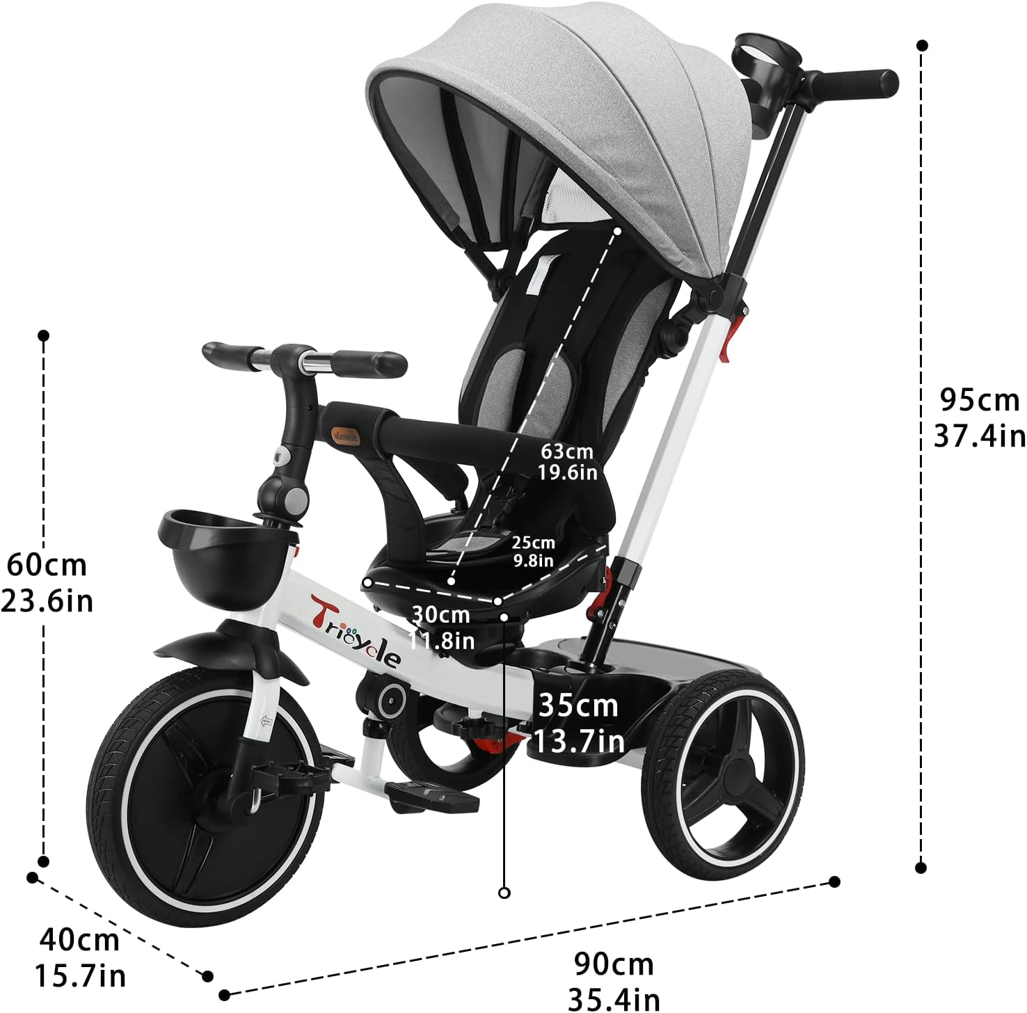 Thumbnail 3 de UBRAVOO Baby Dreirad 6-in-1: Lernfahrrad mit Lenkdreirad-Funktion, Schiebestange & verstellbarem Verdeck