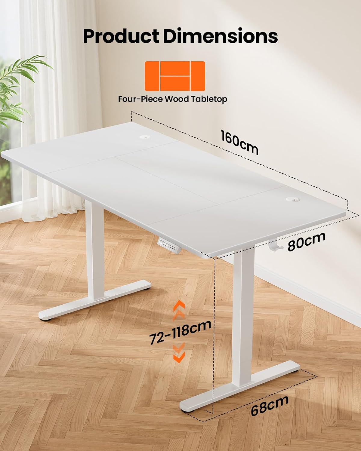 Thumbnail 5 de ErGear Electric Standing Desk 160 x 80 cm with 4 Memory Panel