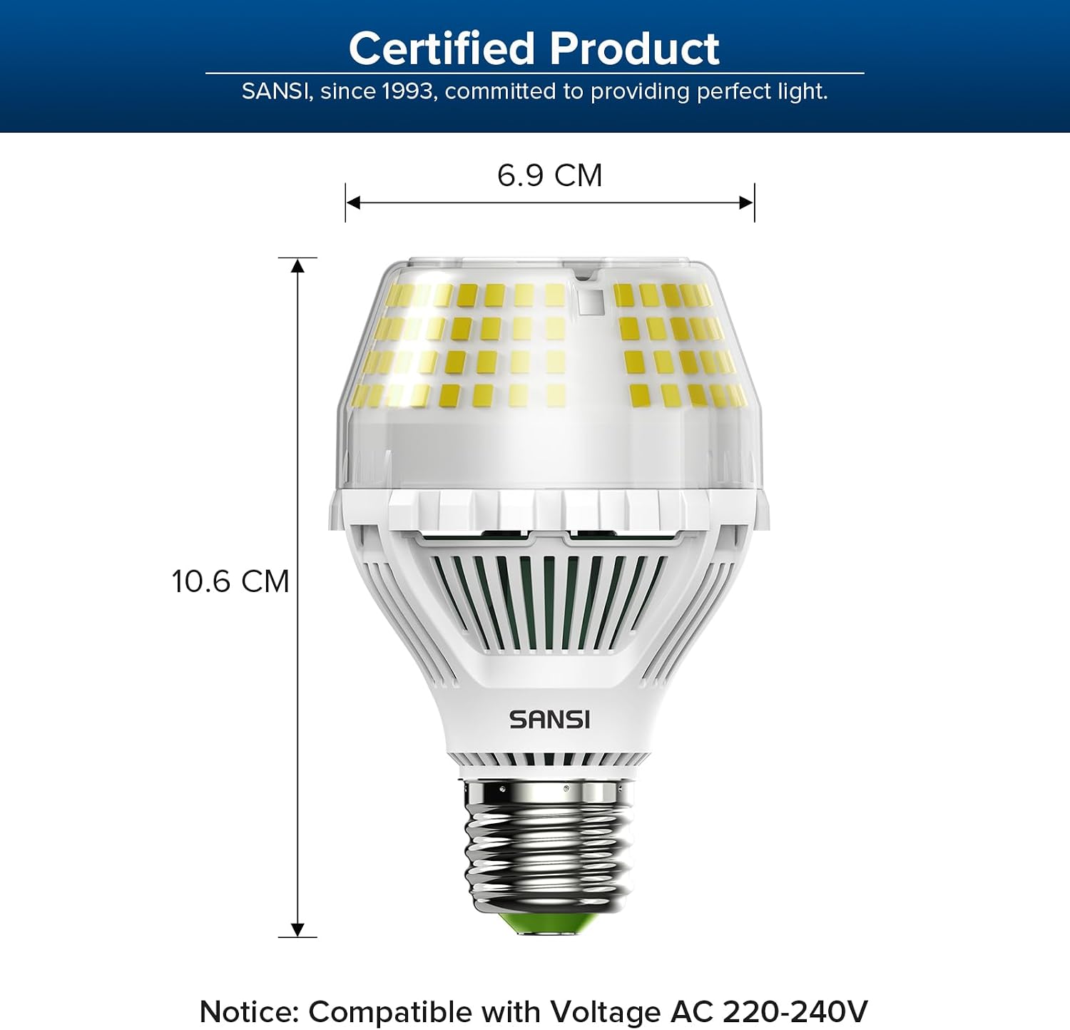 Detalle de SANSI 25W E27 A19-ledlamp, 4.000 lumen, 5.000 K daglichtwit