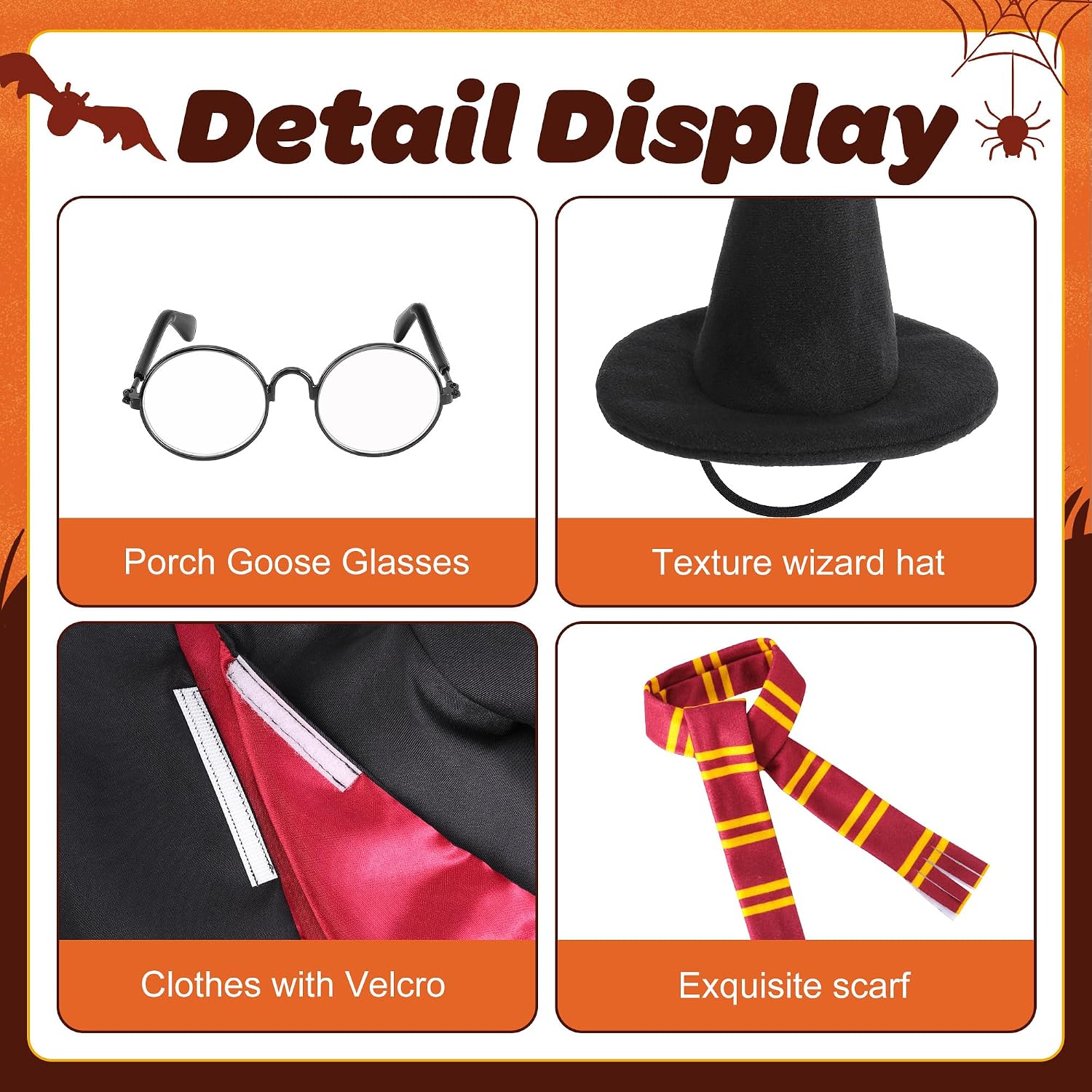 Detalle de Watayo Christmas Wizard Goose Outfit, 4-Piece Set for 23-Inch Lawn Statues