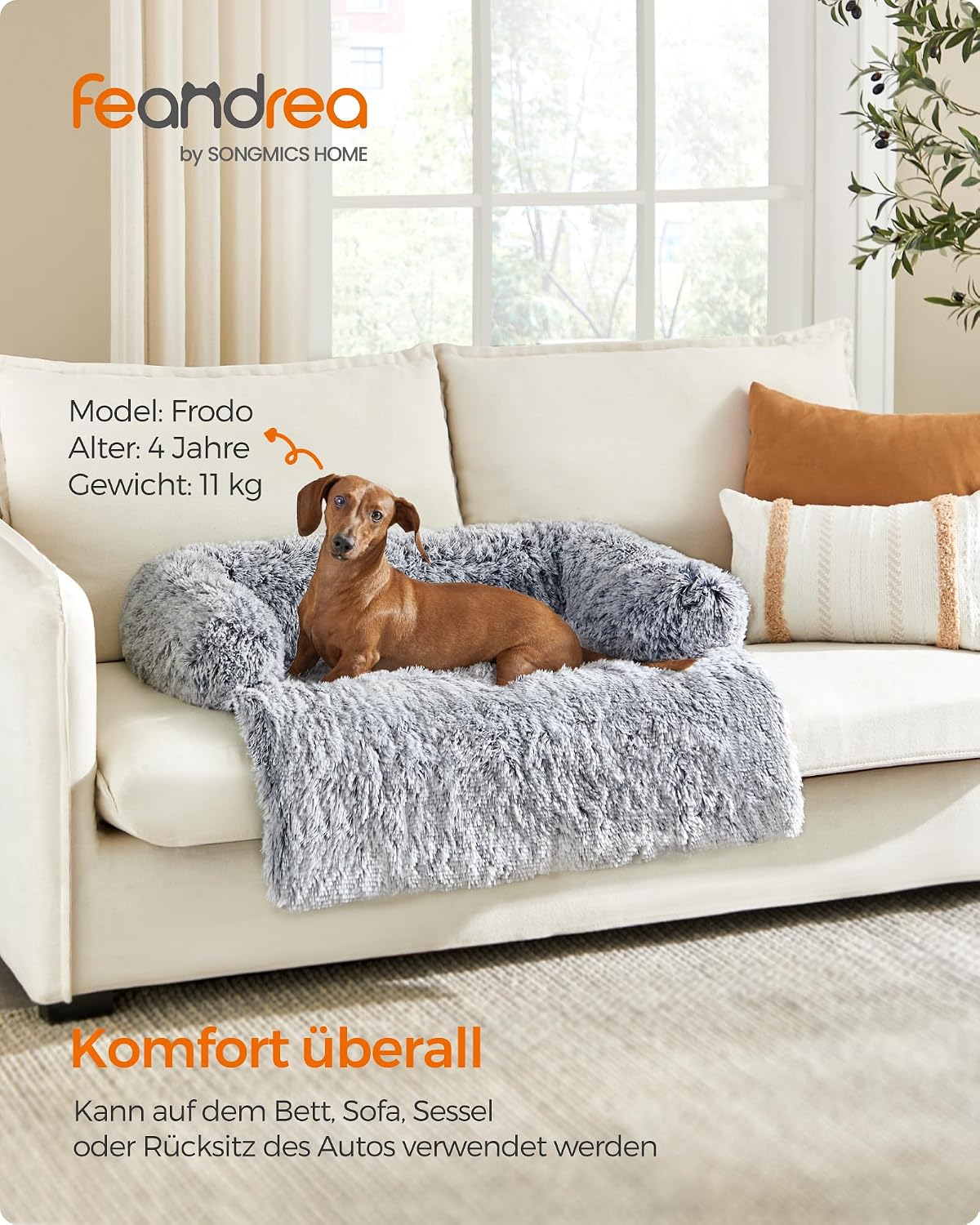 Detalle 2 de Feandrea FluffyHug Hundebett L 95×85×16 cm