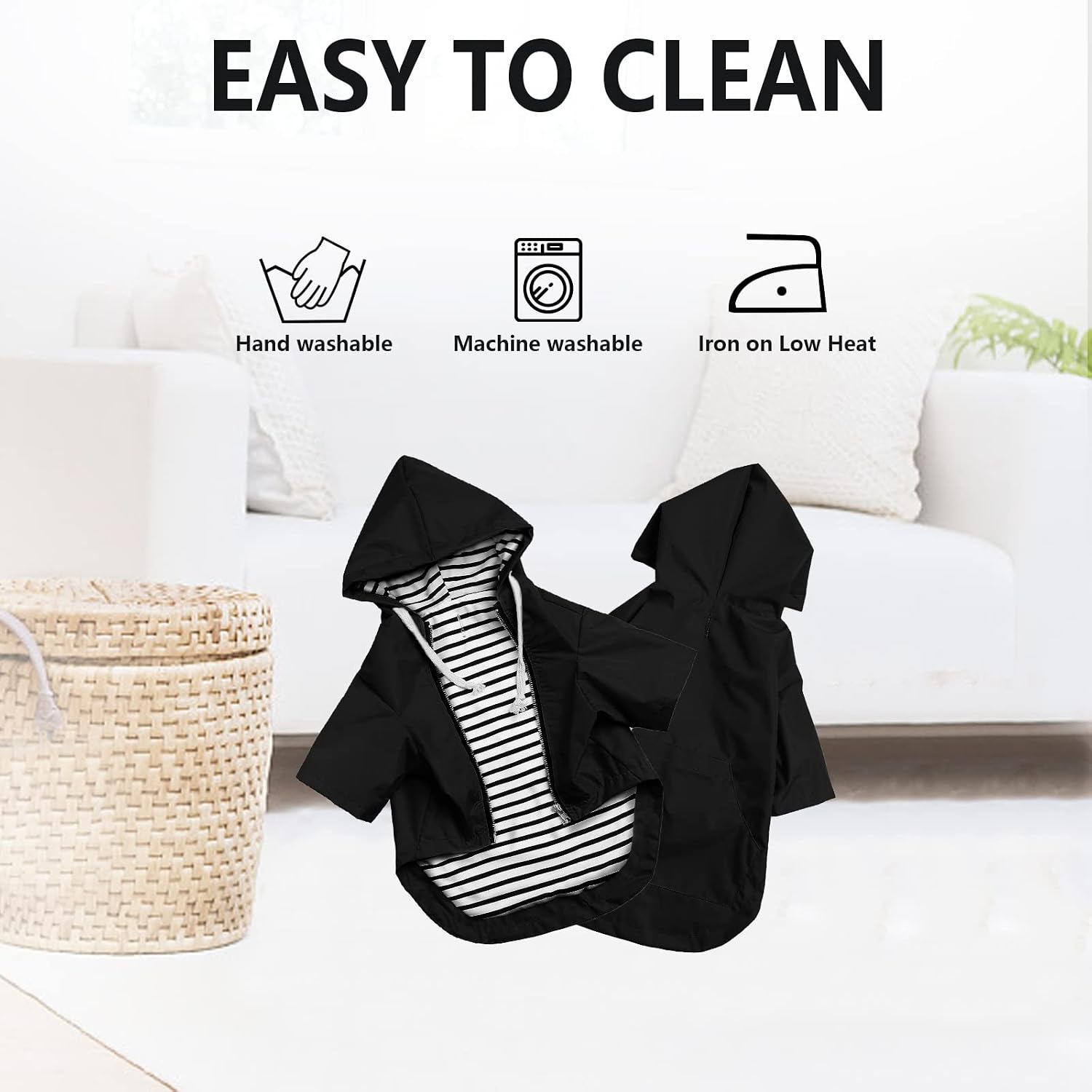 Thumbnail 6 de Dog Raincoat with Legs (XL, Black) – Waterproof, Harness Hole and Storage Pocket