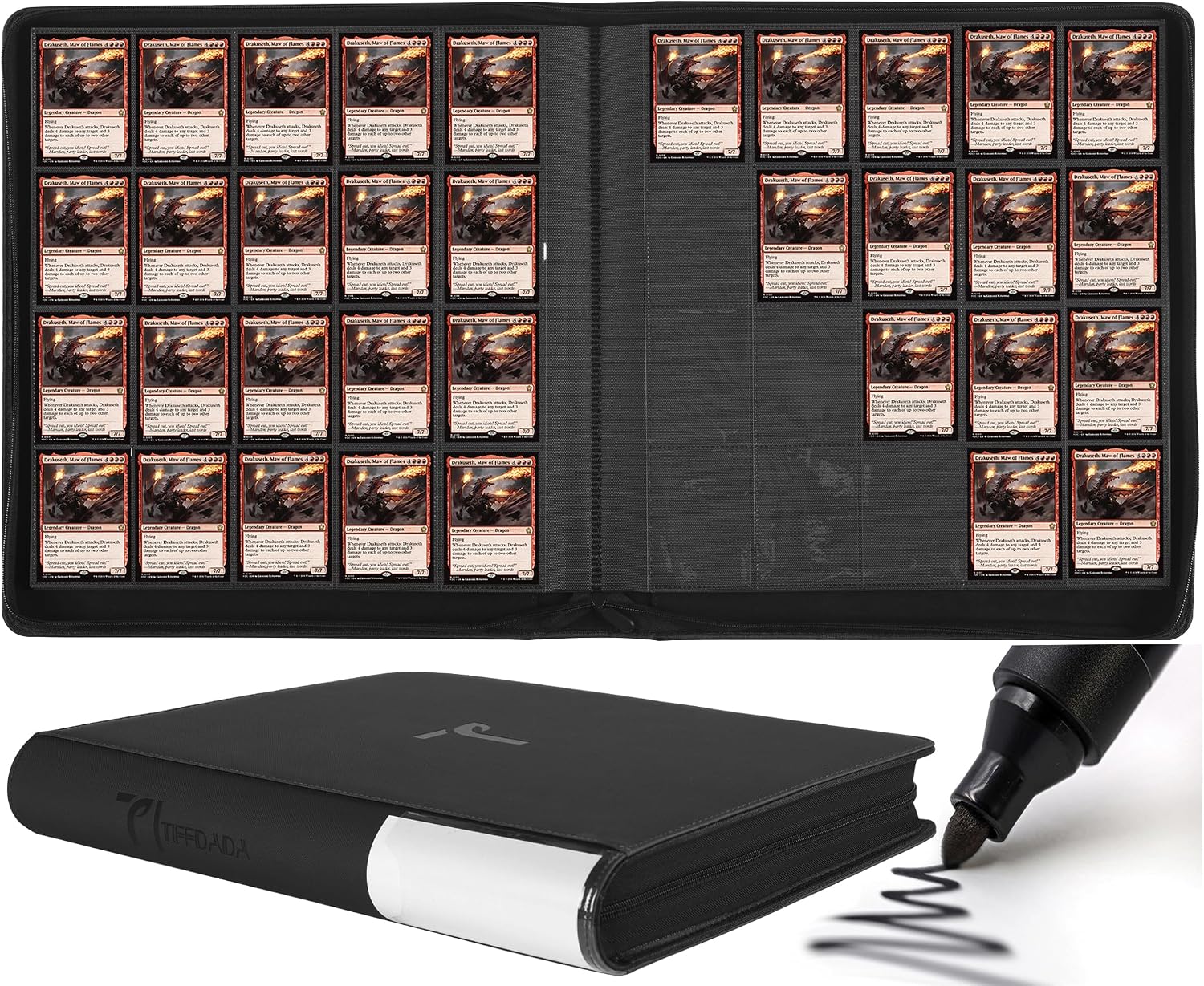 Detalle de Premium Trading Card Binder, 20 Pocket: Holds Up to 2000 Cards with Ringless 50 Double-Sided Sleeves