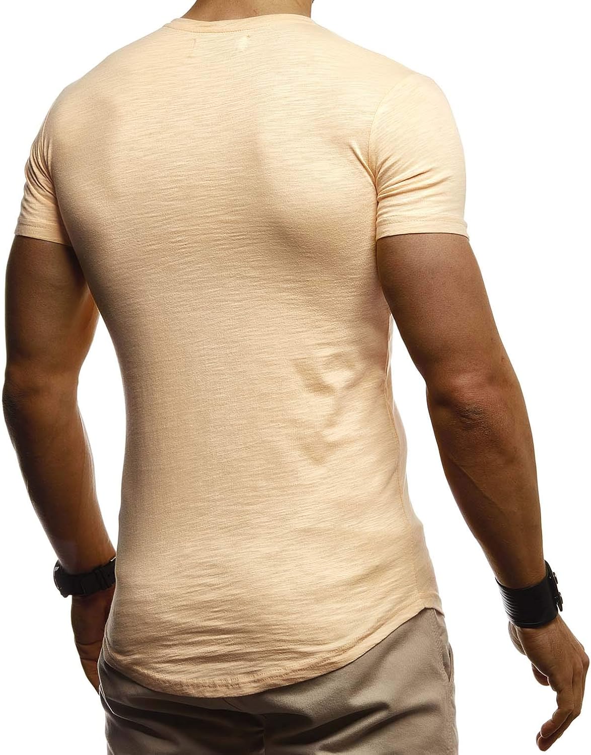 Detalle 1 de Leif Nelson T-shirt été à col rond, coupe droite – coton stretch, orange, XXL