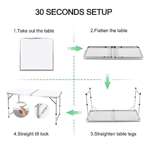Thumbnail 4 de BARGAIN FACTORY Folding Table 4ft Heavy Duty – Sturdy Aluminium Frame, Portable, Waterproof Top