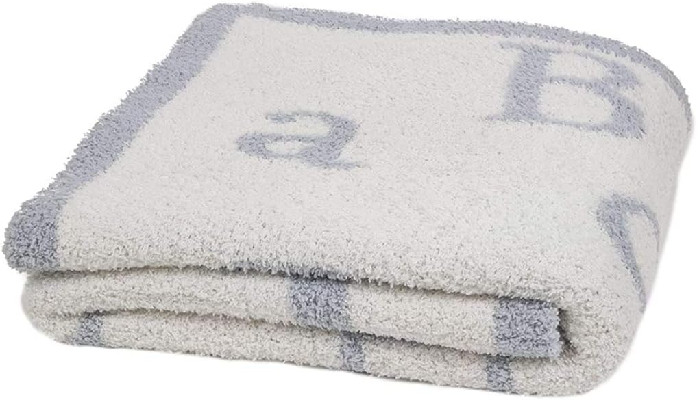 Detalle de Barefoot Dreams CozyChic ABC Blanket, Ocean/Cream