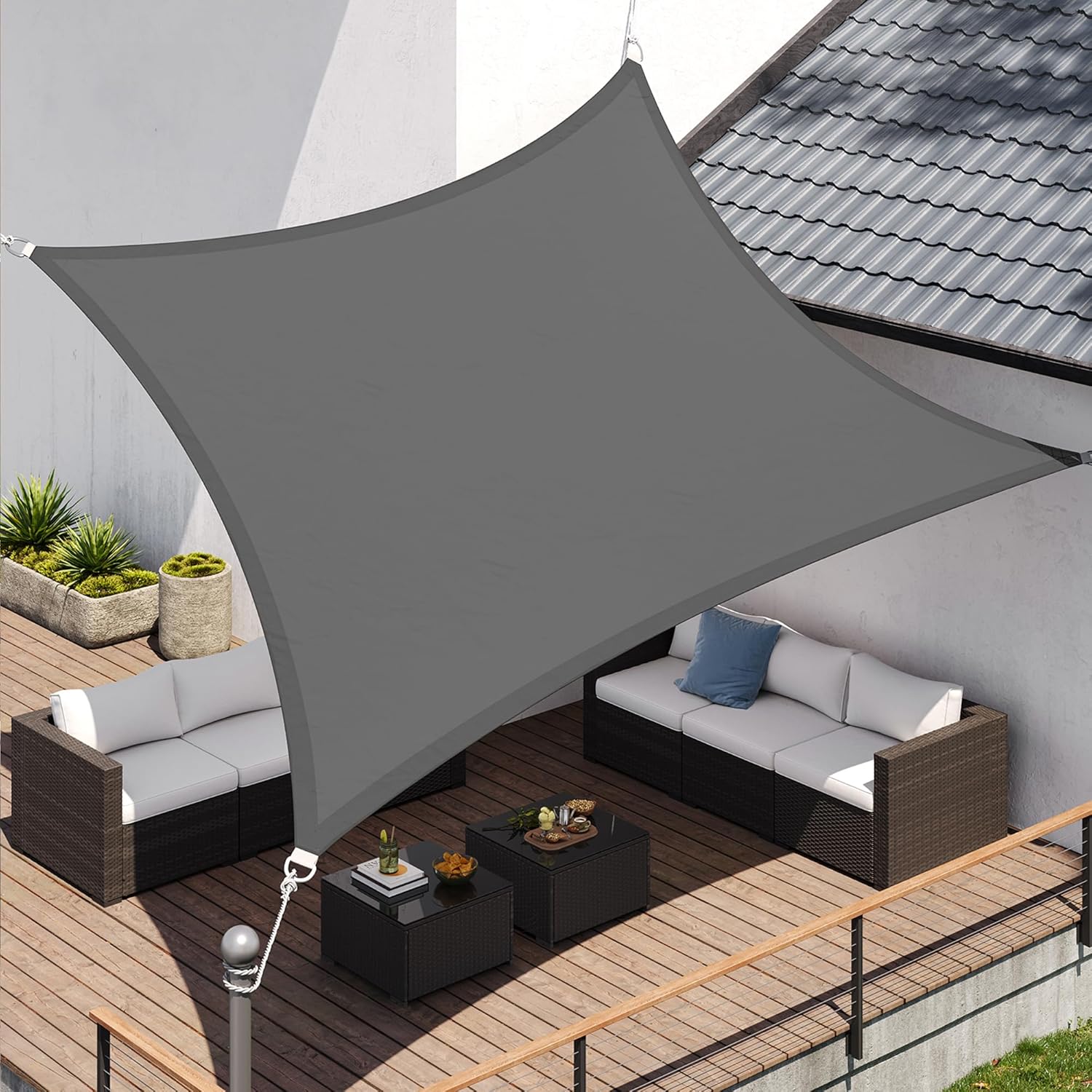 Thumbnail 1 de SONGMICS GSH34GYV1 Sonnensegel 3x4 m wasserdicht (665 mm Wassersäule) mit 93% UV-Schutz