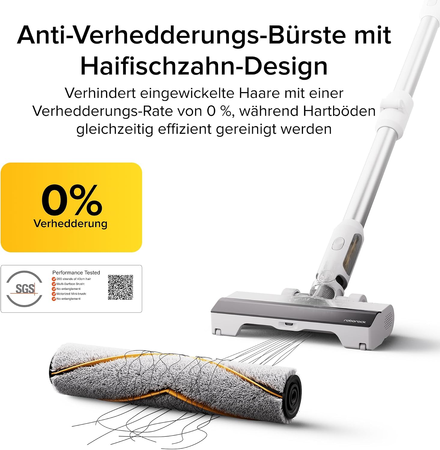 Detalle de roborock H60 Akku Staubsauger: 27000 Pa, 60 Minuten, 90° flexibler Schlauch